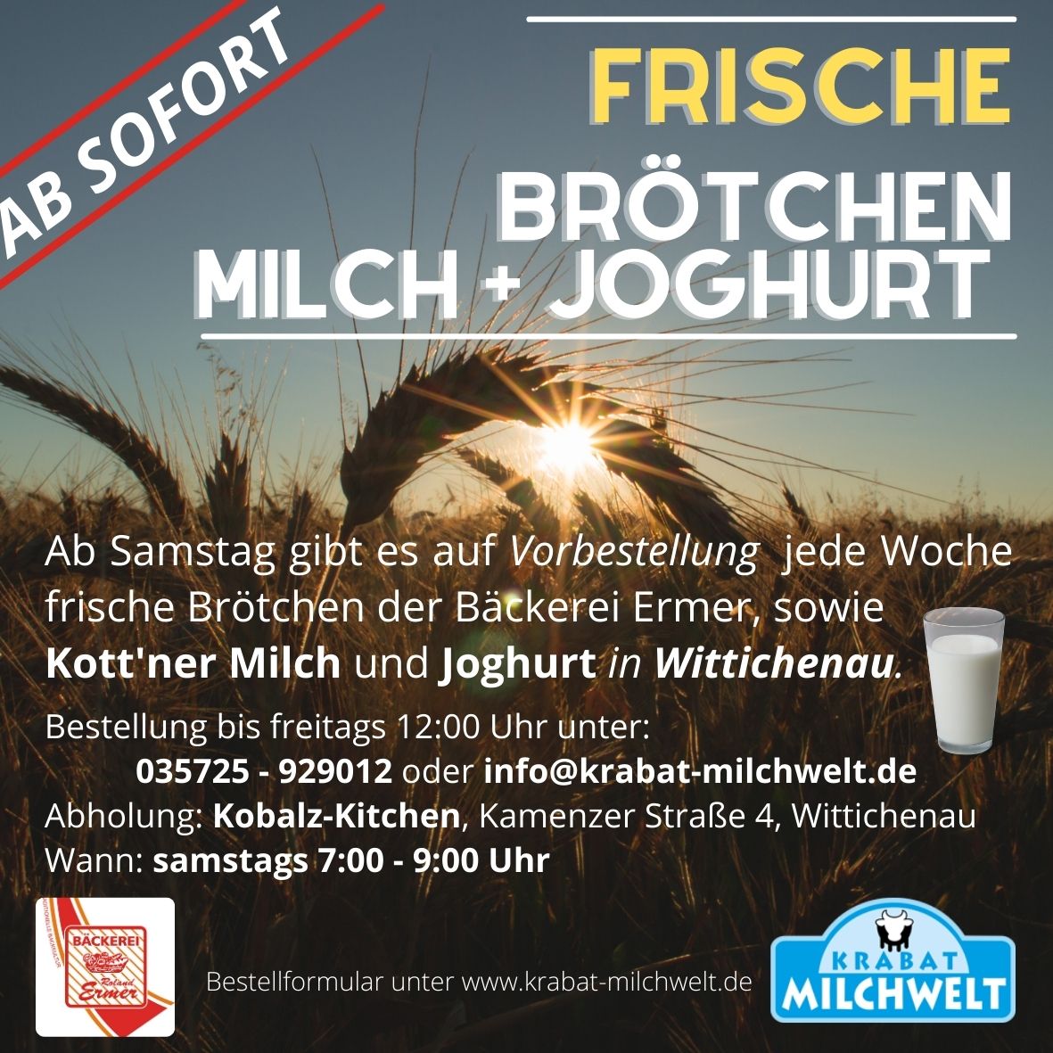 Anzeige Frische Brötchen und Frische Milch in Wittichenau
